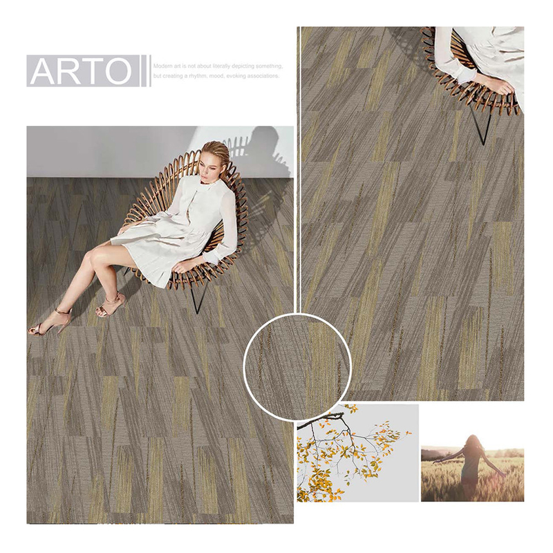 20" X 20" Level Loop Gule Down Custom Print Carpet Tiles With PVC Backing